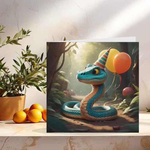 Luxury Snake Birthday Card - 145mm x 145mm - Eco-Friendly