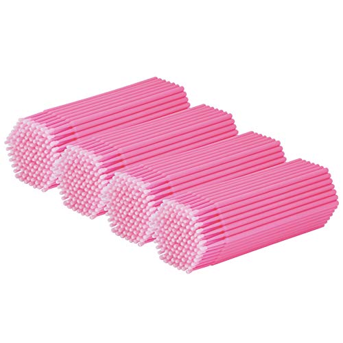 Tifanso 400PCS 2mm Disposable Micro Cotton Swabs for Lash Extensions, Pink