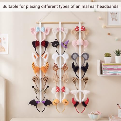Dahey Wall-Mounted Headband Organizer for Girls - Holds 21 Hair Accessories