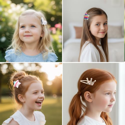 HOVEOX 16-Piece Sparkly Toddler Hair Clips & Cute Barrettes for Girls