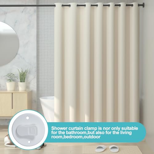 AxiyanX 4Pcs Shower Curtain Clips with Adhesive Wall Mounts - White