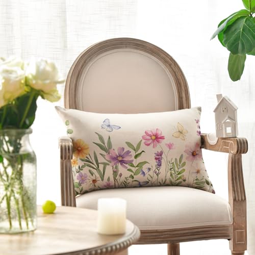 12x20 Inch Eucalyptus Butterfly Throw Pillow Cover for Spring
