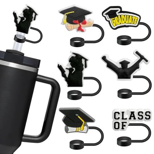 Graduation Straw Covers for Stanley Cup - 6 Pack 10mm Toppers