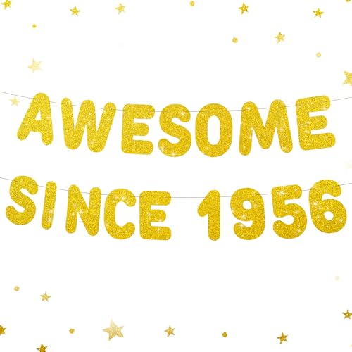 70th Birthday Banner Decorations - Awesome Since 1956, Pre-strung