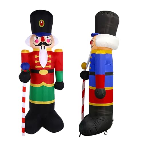 8ft Inflatable Nutcracker Soldier Christmas Yard Decor - Red & Blue, 2 Pack
