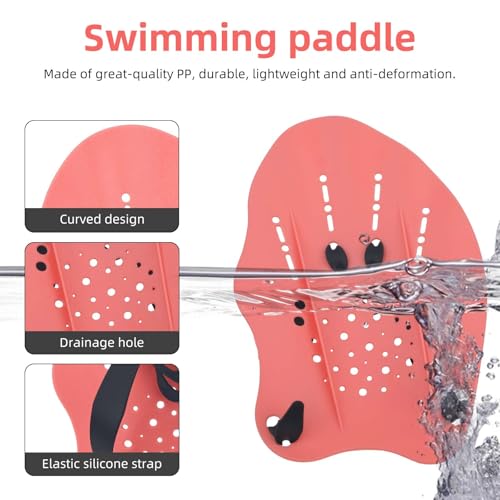 2pcs Swim Paddles Hand, Hand Paddles for Lap Swimming Training Equipment with Adjustable Straps Women Men Kids Childrens Swim Gear Accessories for Freestyle Breaststroke Butterfly