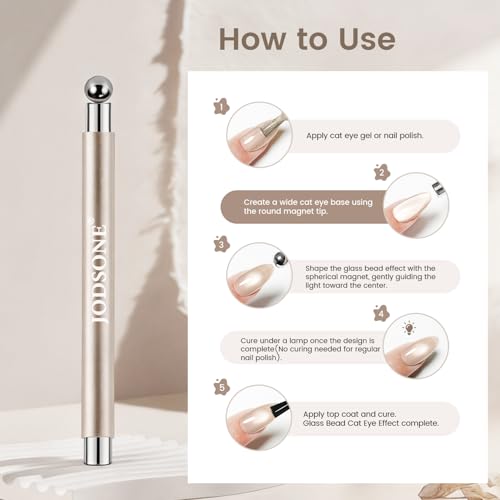JODSONE 3-in-1 Cat Eye Nail Magnet Tool - Cylinder & Sphere Pens for Gel Polish Art