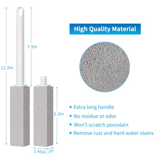 4TH Pumice Stone Toilet Cleaner 3 Pack with Long Handle - Eco-Friendly, Scratch-Resistant