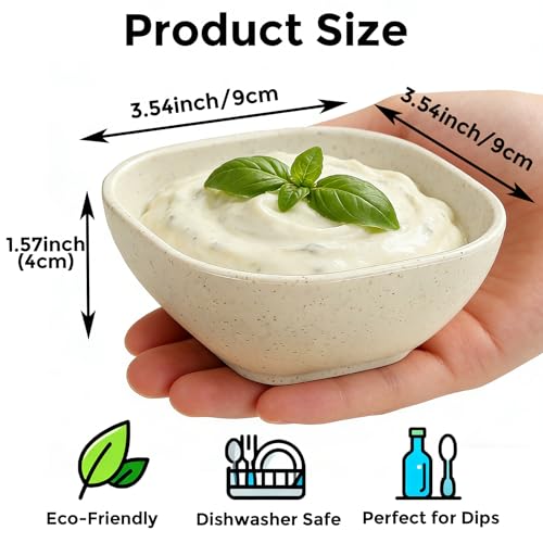Eco-Friendly Mini Dipping Bowls - 9 Pack Wheat Straw, 4.5 oz