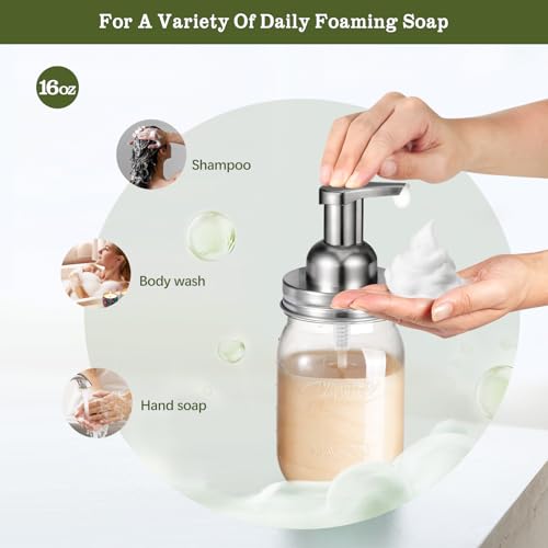 Amolliar 16oz Plastic Mason Jar Foaming Soap Dispenser - Eco-Friendly Kitchen & Bathroom Decor