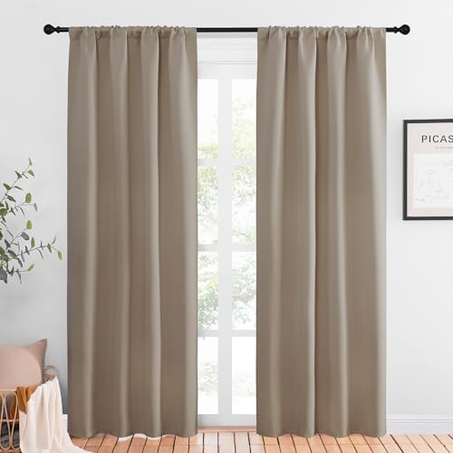 NICETOWN Taupe Blackout Curtains for Living Room, 2 Panels, 42x84 Inches