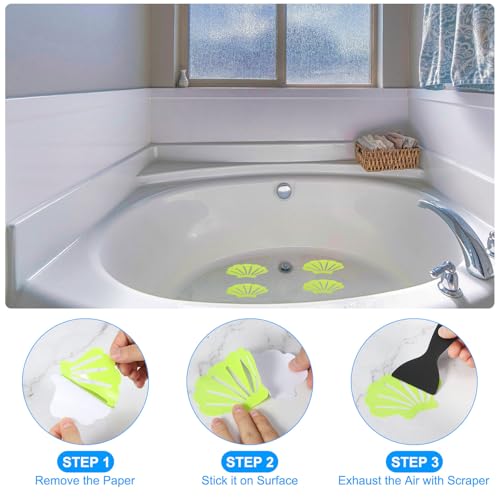 PATIKIL Blue Shell Bathtub Non Slip Stickers 6 Pack with Scraper