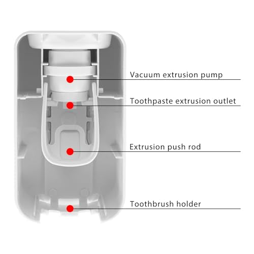 LUEXBOX Black 2 Slot Wall Mounted Toothbrush Holder & Toothpaste Dispenser - Type B