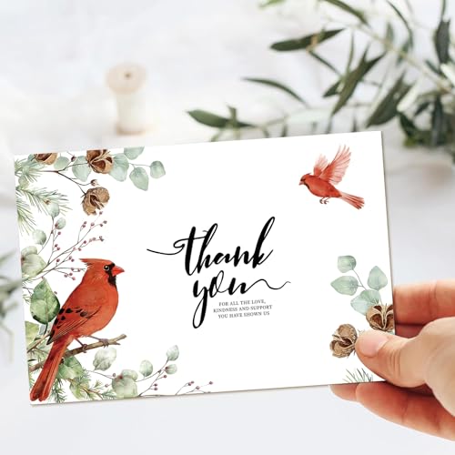 C2U 24 Pack Cardinal Sympathy Thank You Cards with Envelopes