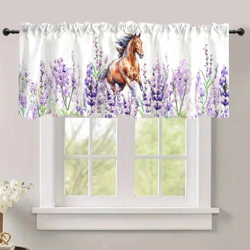 Lavender Flowers Valance Curtain 54x18 Inches for Kitchen & Bathroom