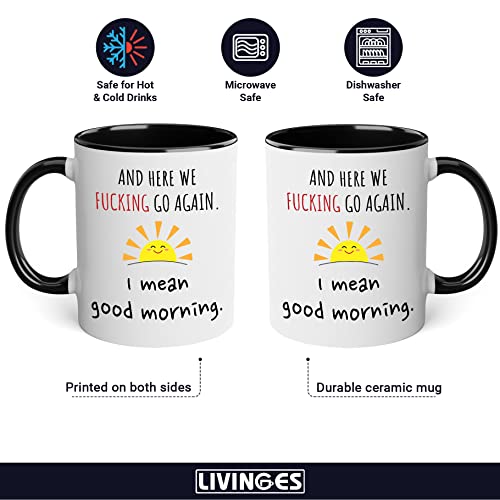 Funny Coffee Mug for Women - Here We Go Again Sarcastic Mom Cup with Colored Box - 11oz