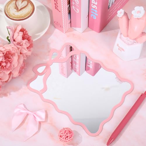 FYSUIMU Pink Bow Acrylic Wall Mirror - 5.5x7.5 Inch Self-Adhesive