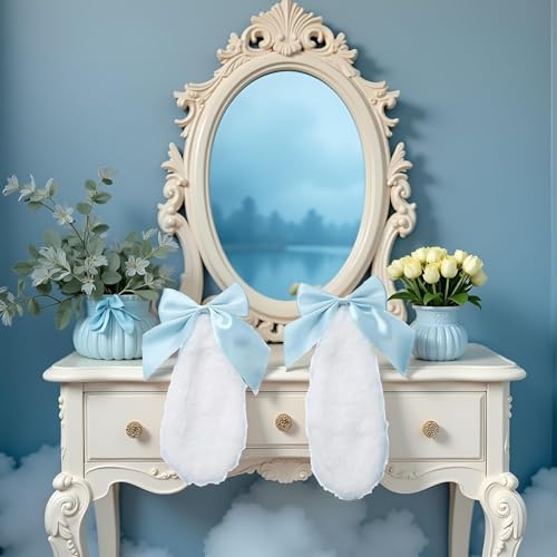 Blue Bunny Lop Ear Hair Clips with Bows 1 Pair Cosplay Hair Accessories