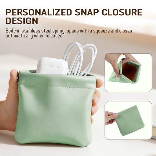 Leather Organizer Pouch 4PCS Waterproof Self-Closing Mini Cosmetic Bag