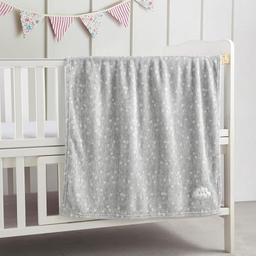 CREVENT 2-Piece Baby Blanket Set, 30x40 Flannel Fleece, Grey Cloud & Pink Sheep
