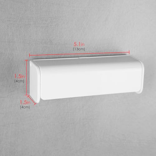 LUEXBOX White 6 Slots Wall Mount Toothbrush Holder with Cover - Self Adhesive Bathroom Storage Organizer - 1 Pack