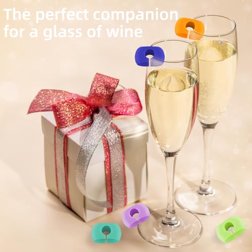 24Pcs Silicone Wine Glass Markers - Reusable Drink Charms for Parties