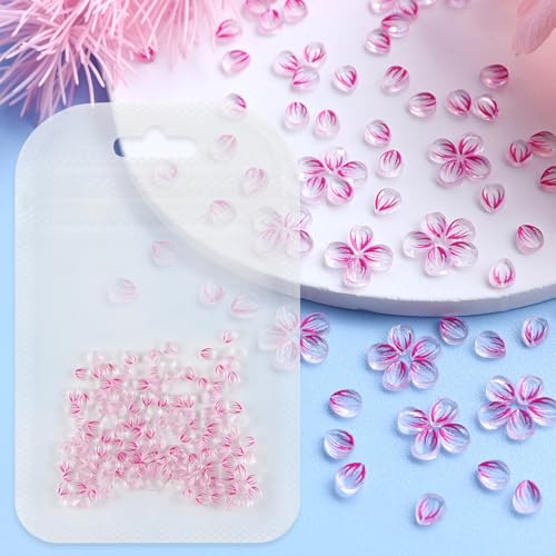 Clear Resin Flower Nail Charms 3D Floral Petal Supplies 150 Pcs