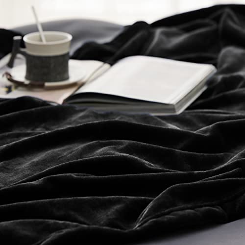 Bedsure GentleSoft Fleece Blanket - Black Large (120x120 inches) - Cozy Luxury Microfiber