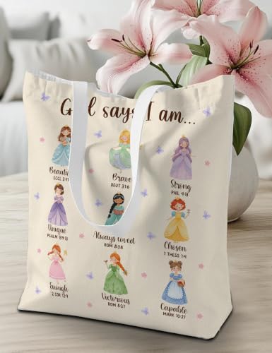 Christian Tote Bag - Princess Canvas Bible Bag for Women & Gifts