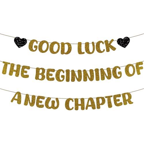 Gold Glitter Good Luck Banner Garland - 3 Pcs Farewell Decorations