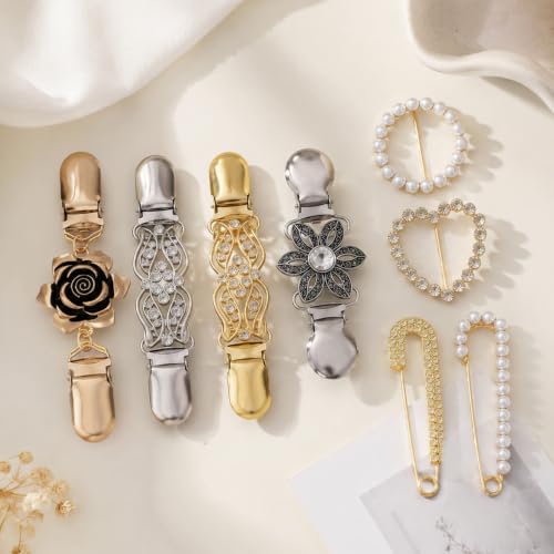 Adjustable Cinch Clips Set for Women - 7 Pcs Retro Clothing Fasteners