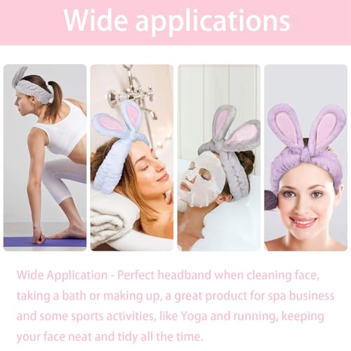 Bunny Ear Spa Headband 3-Pack Soft Fleece Makeup & Skincare Hair Bands