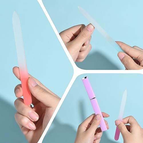 KADS Glass Nail File Set with Cases - 3 Pack Double-Sided Crystal Files