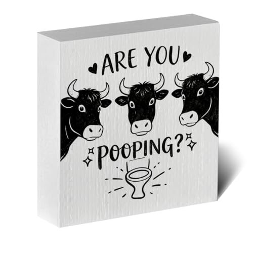 Rustic Wooden Box Sign - Funny 'ARE YOU POOPING?' Bathroom Decor