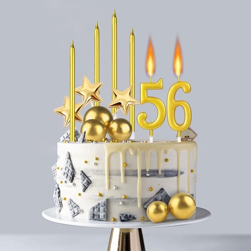 38PCS Gold Number Birthday Candles Set for Cake Decoration