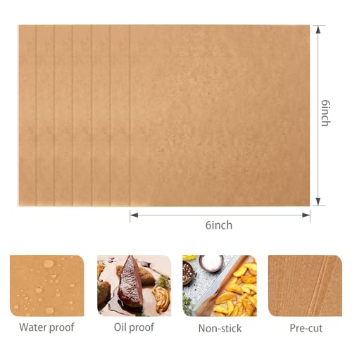 200Pcs 6x6 Inch Unbleached Parchment Paper Squares - Non-Stick Cooking Sheets