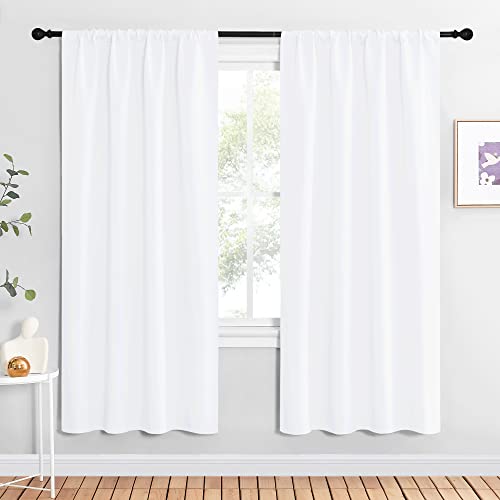 NICETOWN 42x72 White Blackout Curtains - 2 Panel Light Blocking Drapes for Bedroom & Kitchen, Rod Pocket Design (Variation: Pure White, Pack of 2)