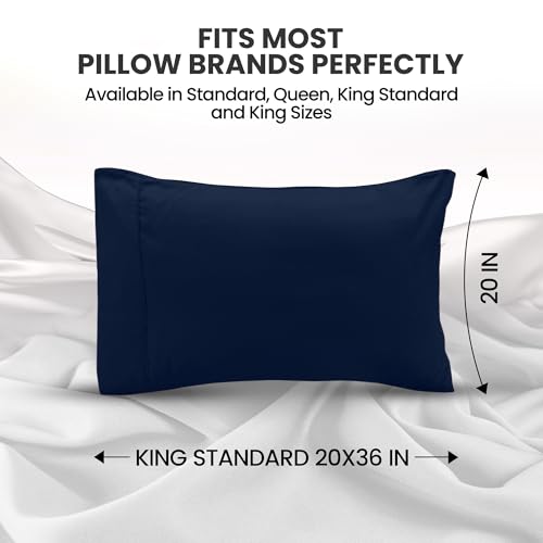Utopia Bedding King Pillow Cases, Brushed Microfiber, Navy, 12-Pack