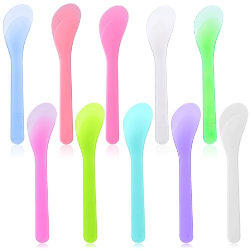 Skrfren 10-Pack 5-Inch Plastic Makeup Spoons Reusable Cosmetic Spatulas for Face Masks and Skincare