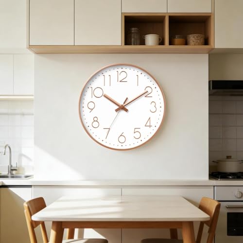 DAXSMY 8 Inch Rose Gold Wall Clock - Battery Operated Silent