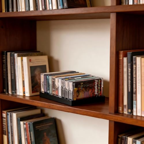 QUPIVA 1PC Black Cassette Tape Storage Holder - 10 Slots, No Assembly Needed