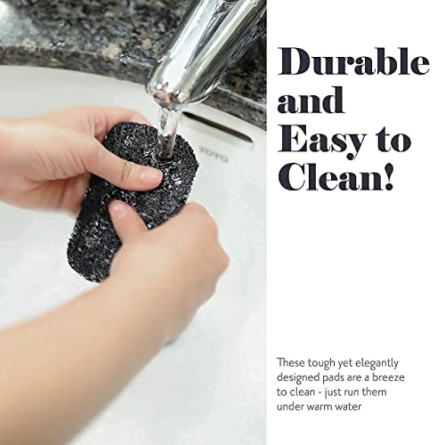 myHomeBody Soap Saver Pads Set of 6 - Black & White, Draining Dish Lifting Pads