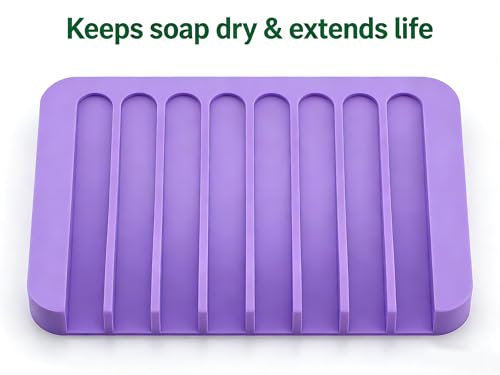 2-Pack Silicone Self-Draining Soap Holder Rack for Kitchen & Bath