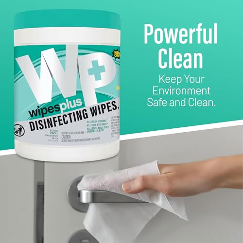 WIPESPLUS Disinfecting Surface Wipes Canister, 240 Count - Bleach-Free Lemon Scent