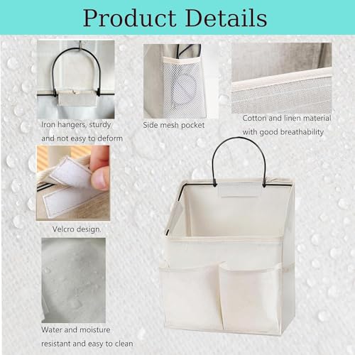 Wall Hanging Storage Bag with Pockets - White Organizer for Home