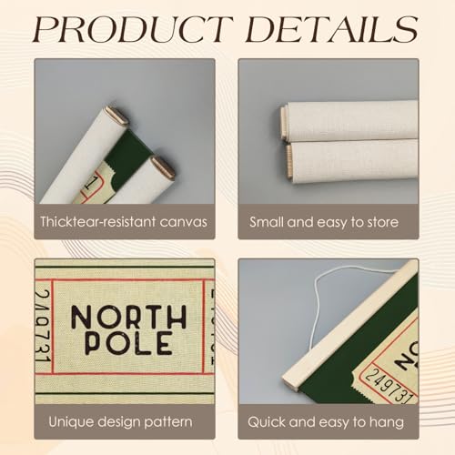 Retro Christmas Wall Decor - Trendy Green Wall Art with Wooden Hanger, 12x16 Inches