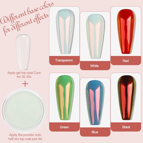 Artdone Red Aurora Chrome Nail Powder - Iridescent Mirror Pigment Glitter