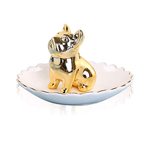 Lependor Bulldog Ceramic Jewelry Tray & Ring Holder - Gold