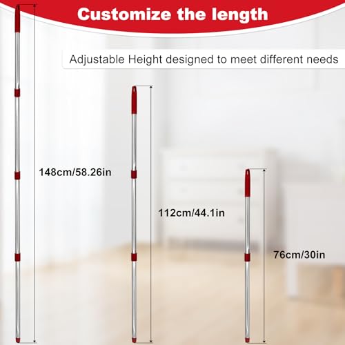 Aiyiried Adjustable Stainless Steel Mop Handle for Ocedar Spin & Flat Mops - Single 4-Section Replacement, 30-58 Inch