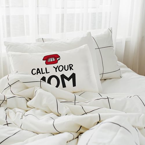 Funny Call Your Mom Pillow Covers 20x12 - Cozy Flannel Dorm Decor